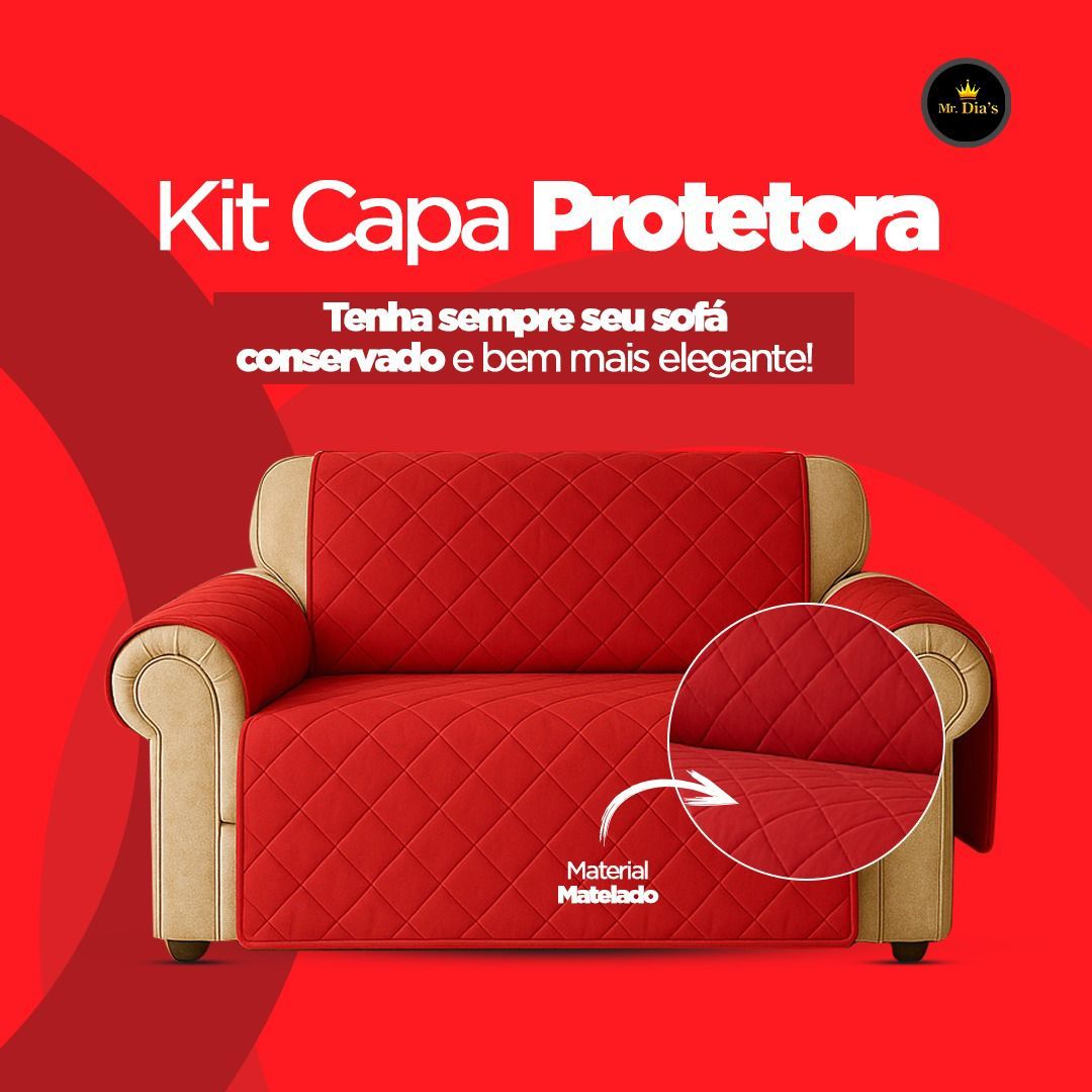 capa de sofa protetora face única com porta   matelado detalhes 3