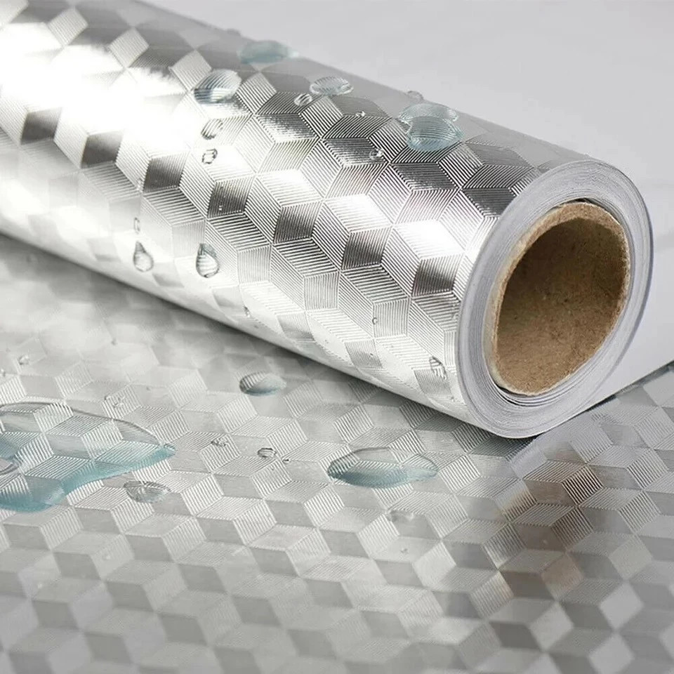 5 metros   papel adesivo de alumínio 3d impermeável proteção para cozinha e   detalhes 0