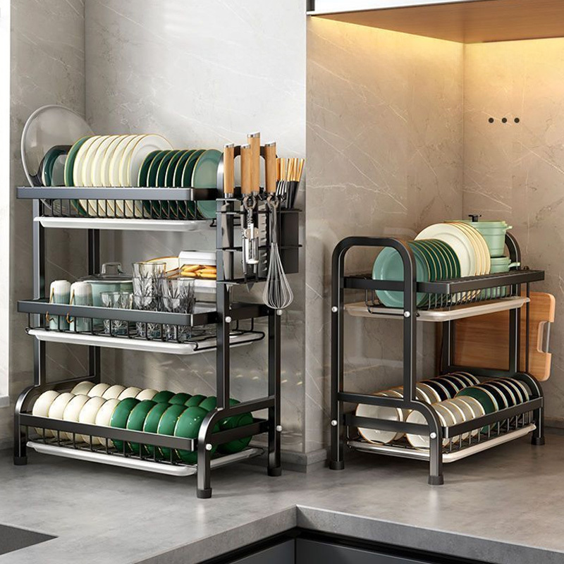 rack de secagem de pratos à   de       e escorredor & suporte para utensílios - organizador durável de plástico e metal para   da cozinha para pratos,   e utensílios - design que economiza   para cozinhas modernas, rack de secagem de pratos para o   detalhes 4