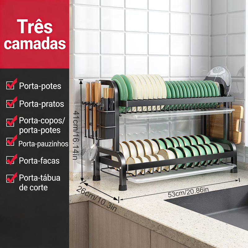 rack de secagem de pratos à   de       e escorredor & suporte para utensílios - organizador durável de plástico e metal para   da cozinha para pratos,   e utensílios - design que economiza   para cozinhas modernas, rack de secagem de pratos para o   detalhes 9