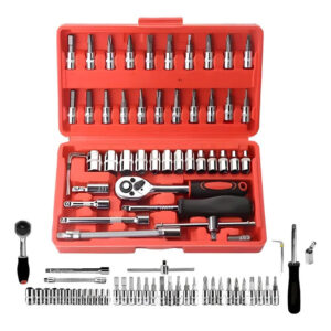Kit Jogo De Chave Catraca Soquete 46 Peças Ferramenta Completa Com Maleta