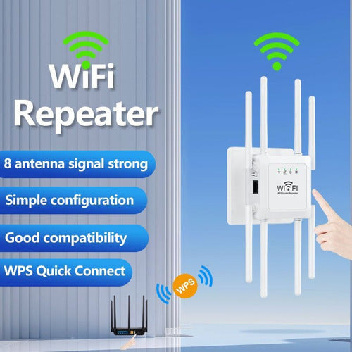 Repetidor Wifi 8 Antenas Amplificador Sinal Potente 300mbps - Imagem 3