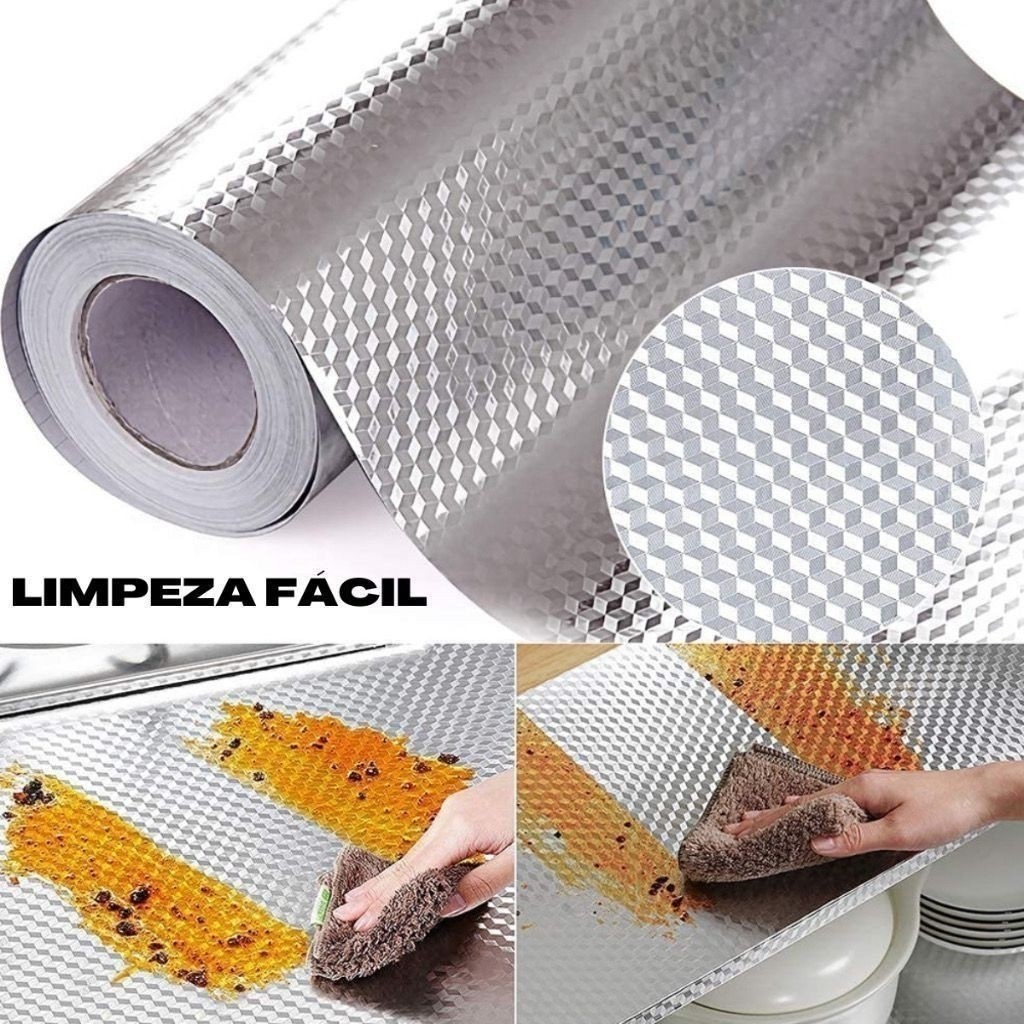5 metros   papel adesivo de alumínio 3d impermeável proteção para cozinha e   detalhes 1