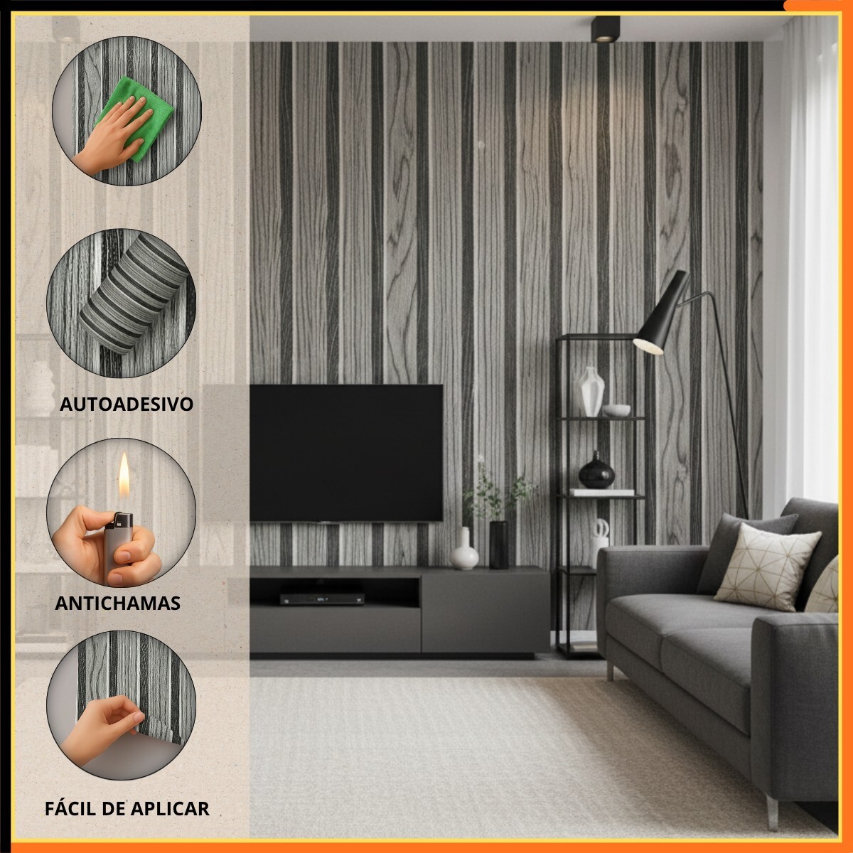 de papel de parede autoadesivo 3d texturizado com   de   falsa,   de descolar e colar,   e durável para resistência ao impacto, para instalar e limpar, medindo   por 5 m, adequado para decoração de casa, como quarto e   com ecrã de tv detalhes 5