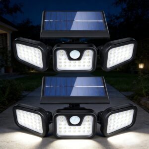 Luz de Segurança Solar Exterior com 74 LEDs e Detecção de Movimento