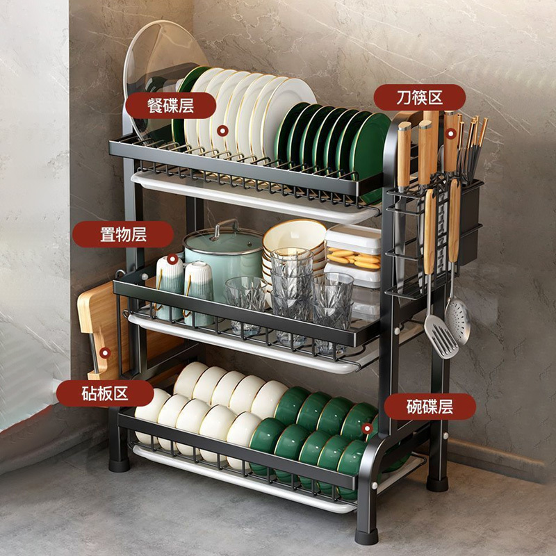 rack de secagem de pratos à   de       e escorredor & suporte para utensílios - organizador durável de plástico e metal para   da cozinha para pratos,   e utensílios - design que economiza   para cozinhas modernas, rack de secagem de pratos para o   detalhes 1